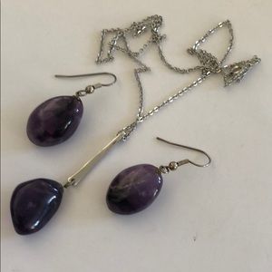 Amethyst modernist earrings pendant set
